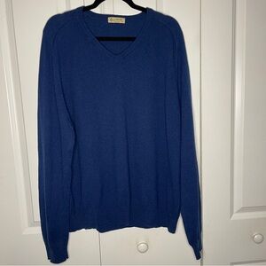 J.Crew Cashmere Cotton Size XL Dark Teal Blue Vneck Sweater Mens Long sleeve EUC